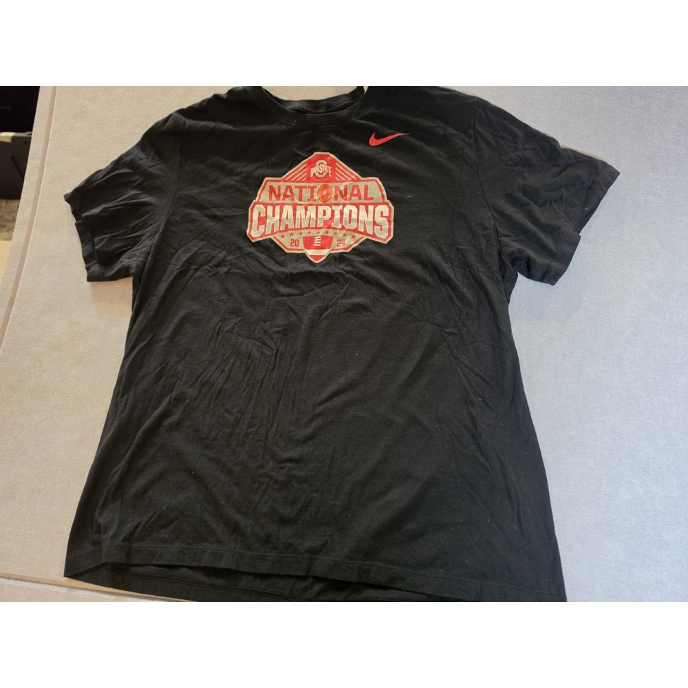 Mens 2X Ohio State Buckeyes National Champions Black SS T-Shirt